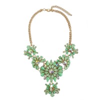 Pacific Opal Borealis Stone Flowers Bib Necklace